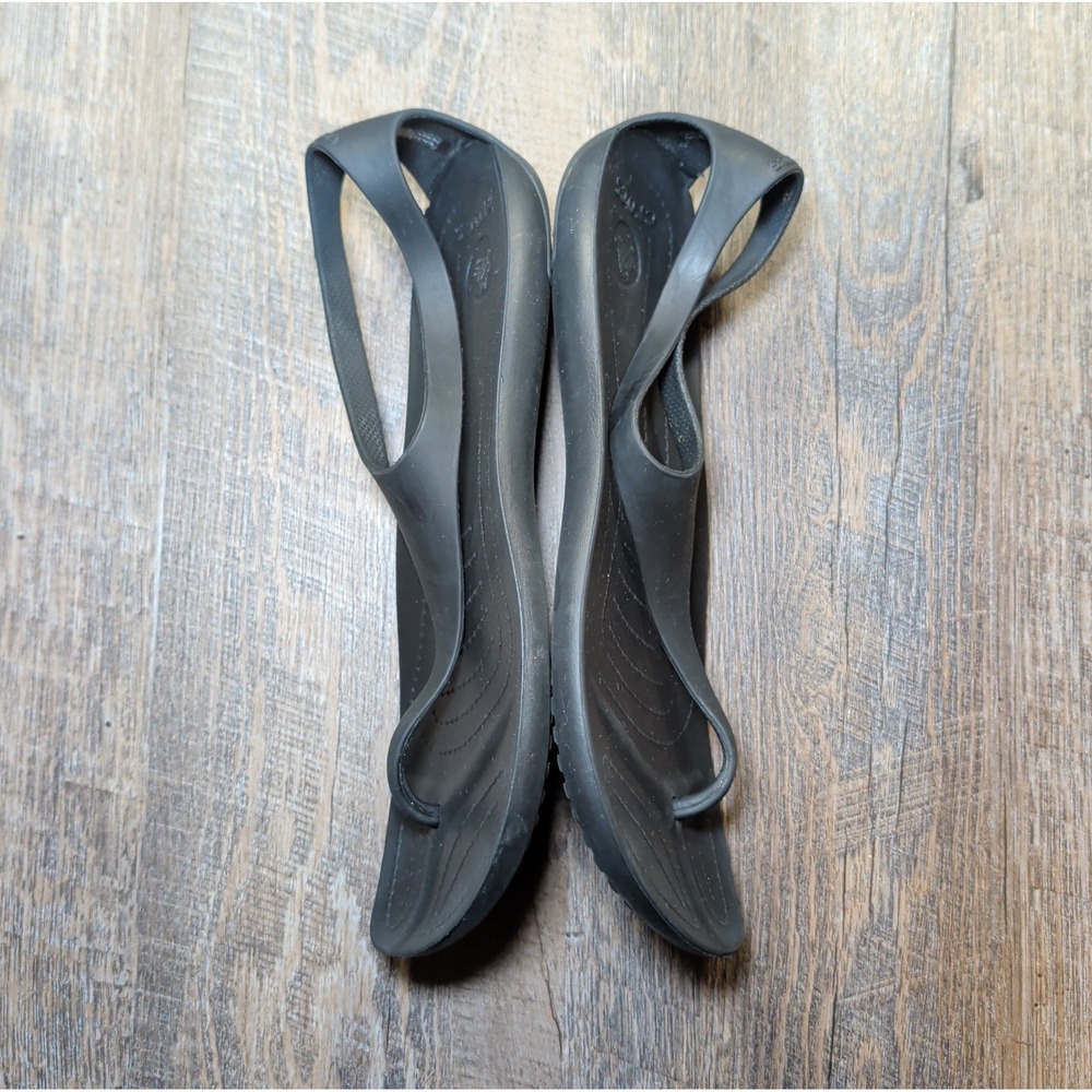 Crocs Sexi Flip Flop Sandals Womens Size 9 Black Serena T-Strap Thong Slip On - Picture 10 of 13